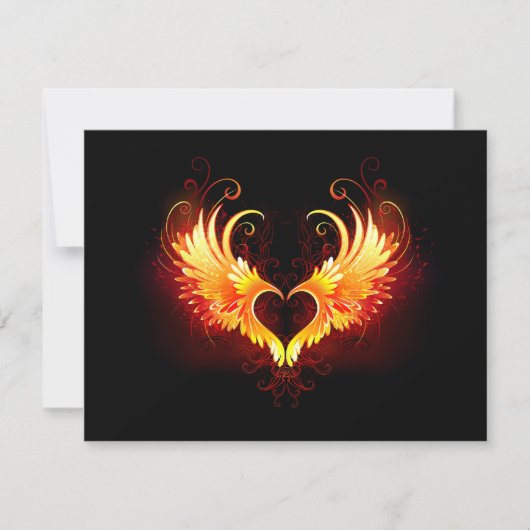 Angel Fire Heart with Wings Einladung (Vorderseite)