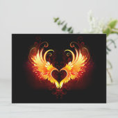 Angel Fire Heart with Wings Einladung (Stehend Vorderseite)