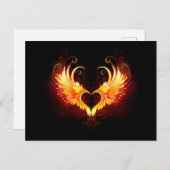 Angel Fire Heart with Wings Einladungspostkarte (Vorne/Hinten)
