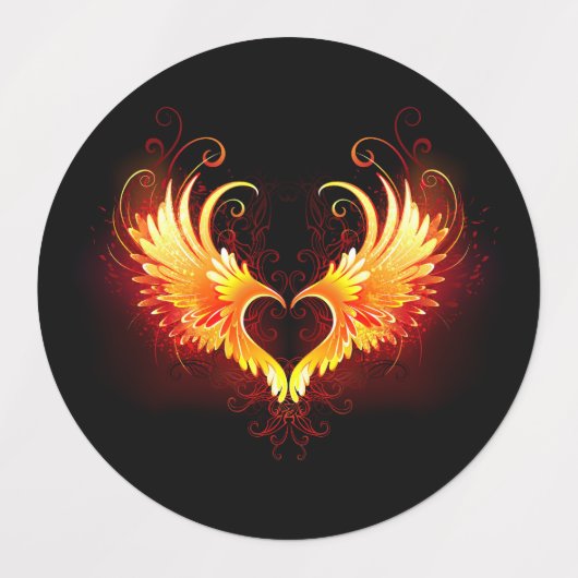 Angel Fire Heart with Wings Etiketten (Design 1)