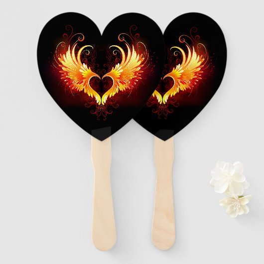 Angel Fire Heart with Wings Fächer (Vorne und Hinten)
