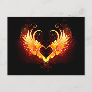 Angel Fire Heart with Wings Feiertagspostkarte