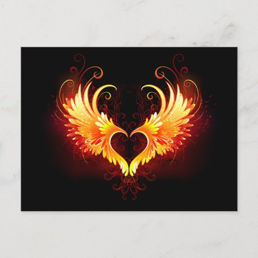 Angel Fire Heart with Wings Feiertagspostkarte (Vorderseite)