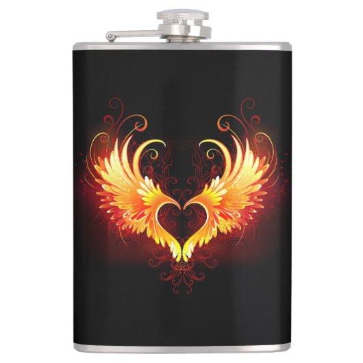 Angel Fire Heart with Wings Flachmann (Vorderseite)