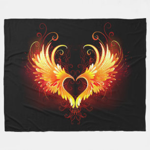 Angel Fire Heart with Wings Fleecedecke