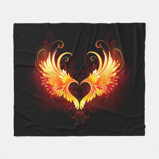 Angel Fire Heart with Wings Fleecedecke (Vorderseite (Horizontal))