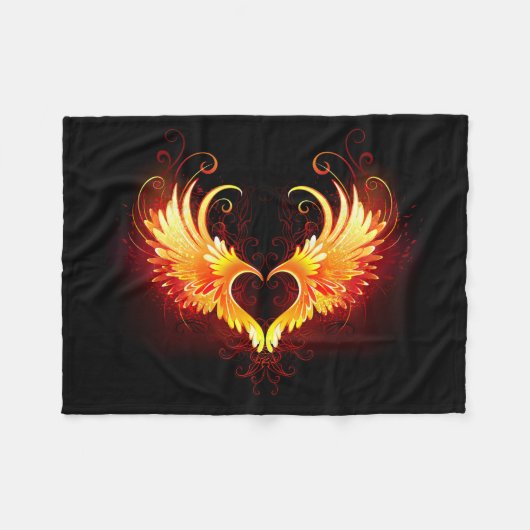 Angel Fire Heart with Wings Fleecedecke (Vorderseite (Horizontal))
