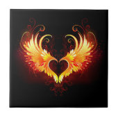 Angel Fire Heart with Wings Fliese (Vorderseite)