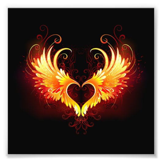 Angel Fire Heart with Wings Fotodruck (Vorne)