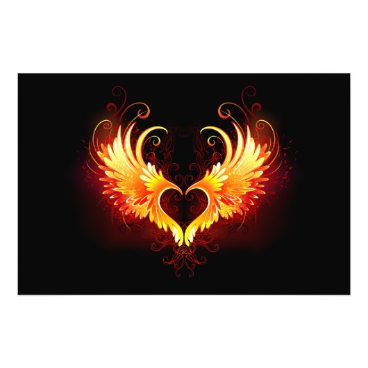 Angel Fire Heart with Wings Fotodruck (Vorne)