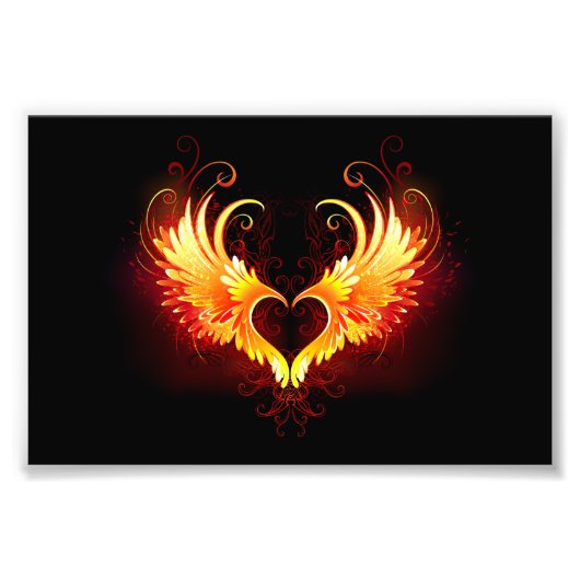 Angel Fire Heart with Wings Fotodruck (Vorne)