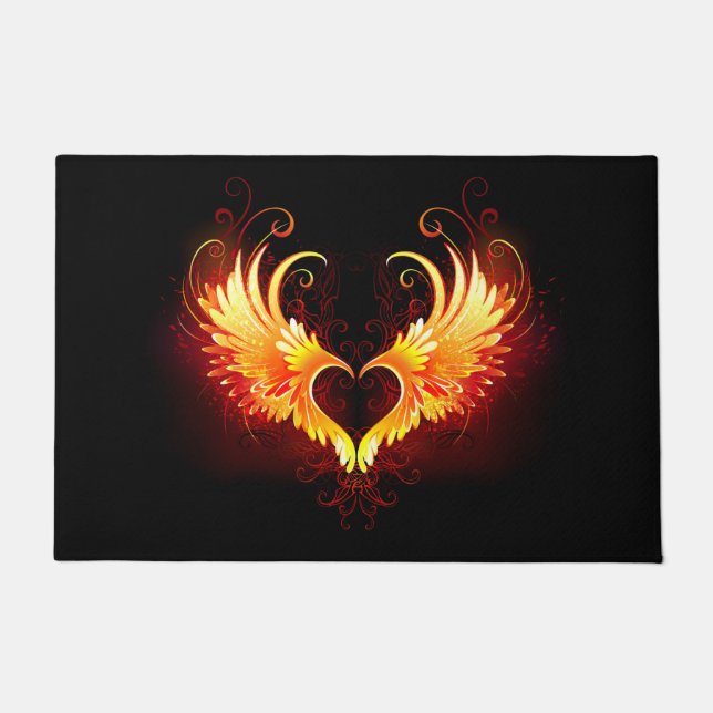 Angel Fire Heart with Wings Fußmatte (Vorderseite)
