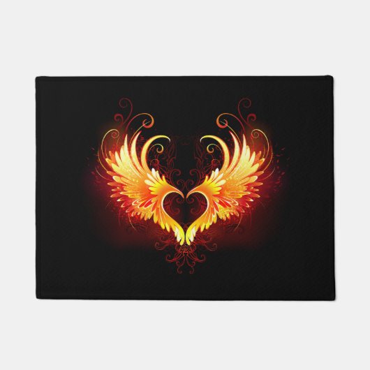 Angel Fire Heart with Wings Fußmatte (Vorderseite)