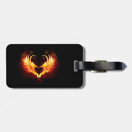 Angel Fire Heart with Wings Gepäckanhänger (Rückseite horizontal)