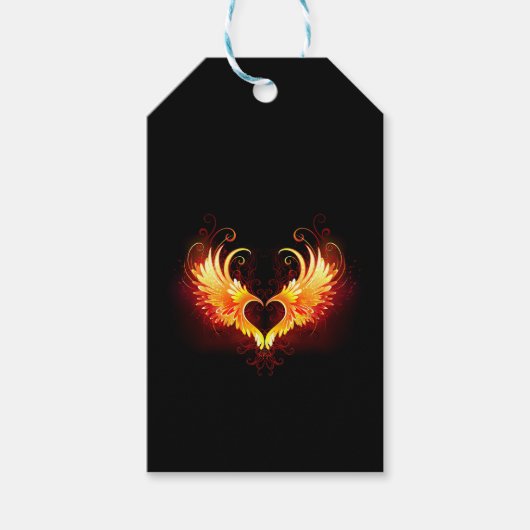Angel Fire Heart with Wings Geschenkanhänger (Vorderseite)