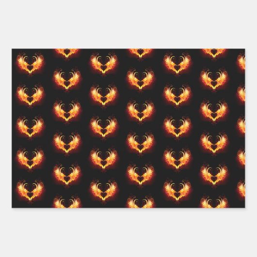 Angel Fire Heart with Wings Geschenkpapier Set (Vorderseite 3)