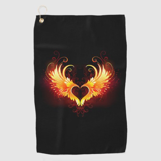 Angel Fire Heart with Wings Golfhandtuch (Vorderseite)
