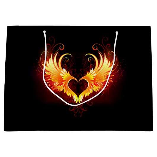 Angel Fire Heart with Wings Große Geschenktüte (Vorderseite)