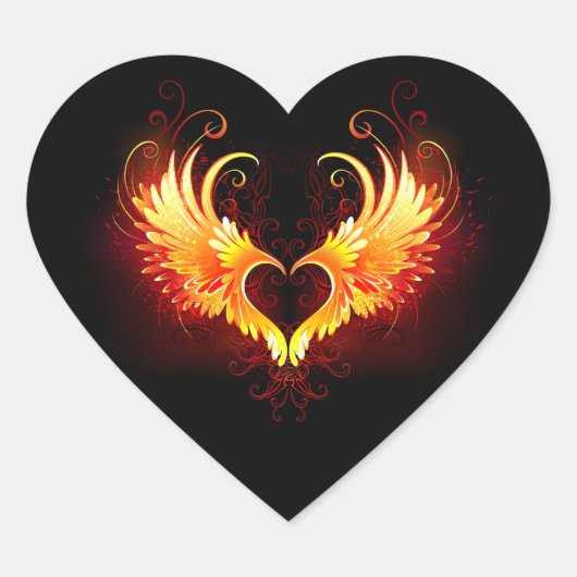 Angel Fire Heart with Wings Herz-Aufkleber (Vorderseite)