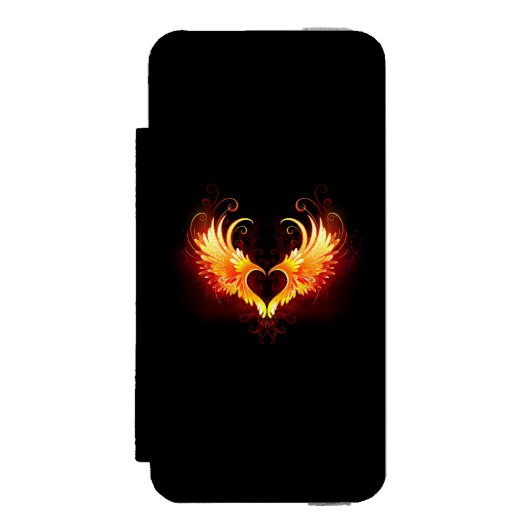 Angel Fire Heart with Wings Incipio iPhone Geldbeutel-Hülle (Folio Vorderseite)