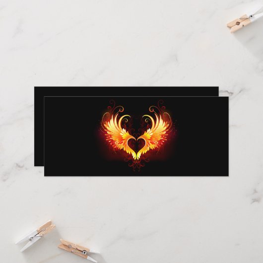 Angel Fire Heart with Wings Karte (Vorderseite/Rückseite Beispiel)