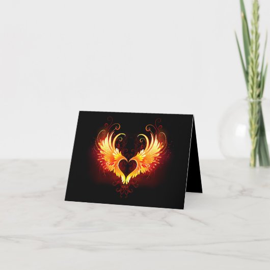 Angel Fire Heart with Wings Karte (Vorderseite)