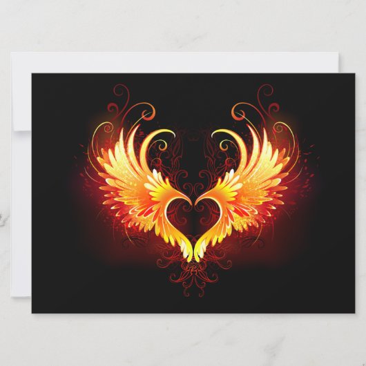 Angel Fire Heart with Wings Karte (Vorderseite)