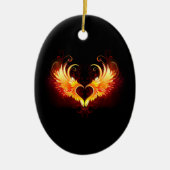 Angel Fire Heart with Wings Keramik Ornament (Vorne)