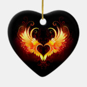 Angel Fire Heart with Wings Keramik Ornament (Hinten)