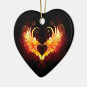 Angel Fire Heart with Wings Keramik Ornament (Links)