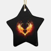 Angel Fire Heart with Wings Keramik Ornament (Links)