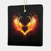 Angel Fire Heart with Wings Keramikornament (Links)