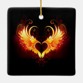 Angel Fire Heart with Wings Keramikornament (Rückseite)