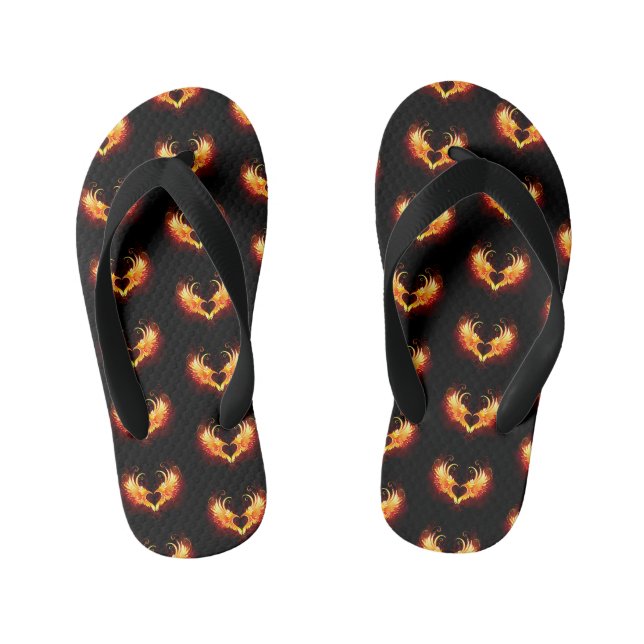 Angel Fire Heart with Wings Kinderbadesandalen (Fußbett)