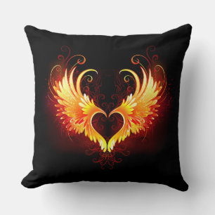 Angel Fire Heart with Wings Kissen