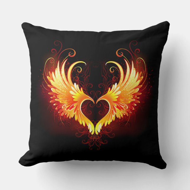 Angel Fire Heart with Wings Kissen (Vorderseite)