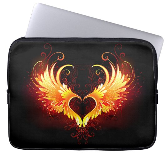 Angel Fire Heart with Wings Laptopschutzhülle (Vorderseite)