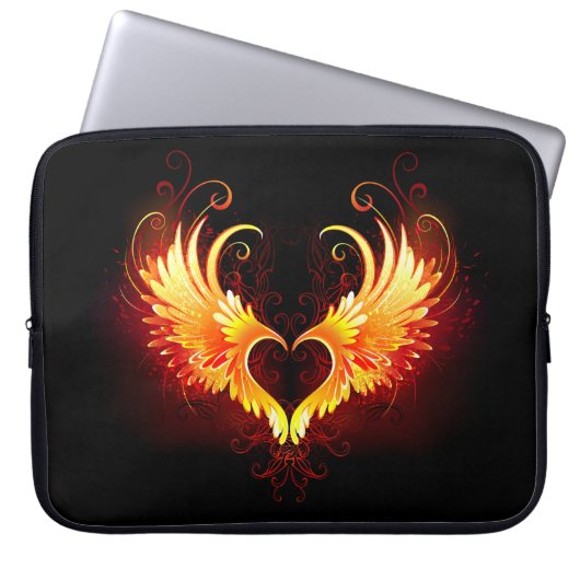 Angel Fire Heart with Wings Laptopschutzhülle (Vorderseite)
