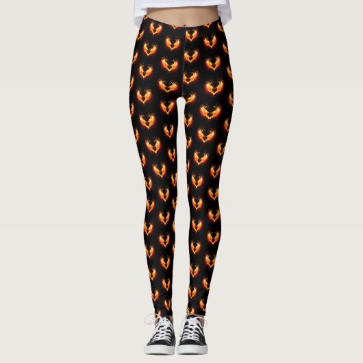 Angel Fire Heart with Wings Leggings (Vorderseite)