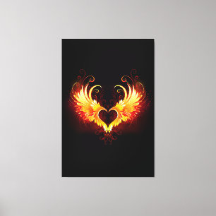 Angel Fire Heart with Wings Leinwanddruck