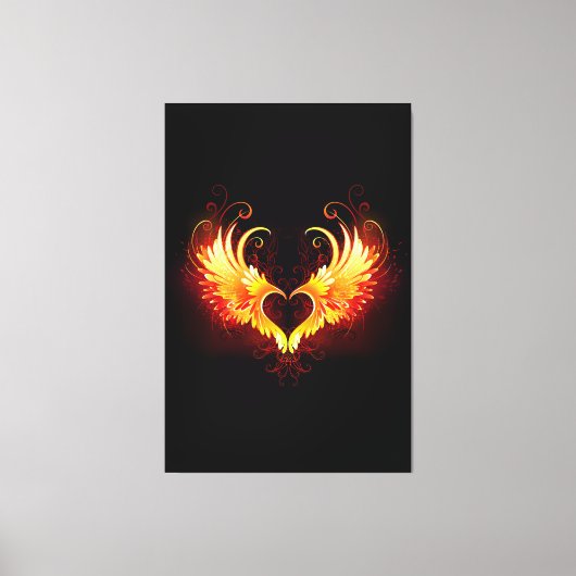 Angel Fire Heart with Wings Leinwanddruck (Vorderseite)