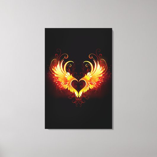 Angel Fire Heart with Wings Leinwanddruck (Vorderseite)