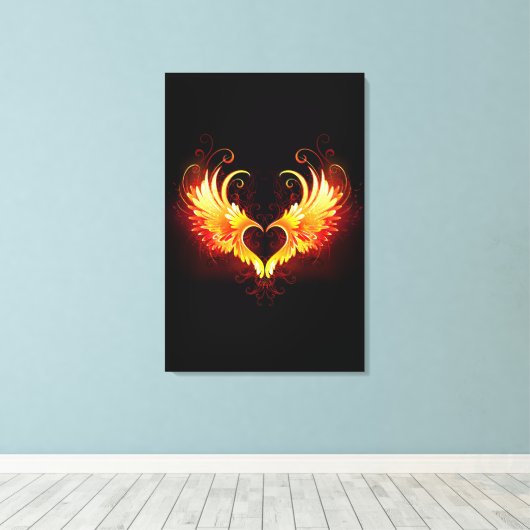 Angel Fire Heart with Wings Leinwanddruck (Insitu (Holzboden))