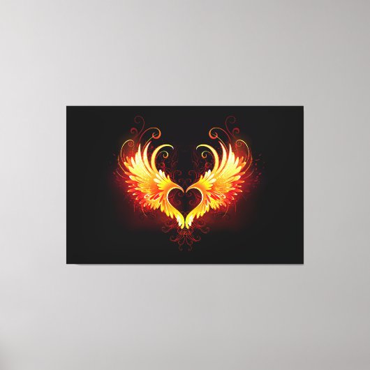Angel Fire Heart with Wings Leinwanddruck (Vorderseite)