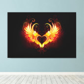 Angel Fire Heart with Wings Leinwanddruck (Insitu (Holzboden))
