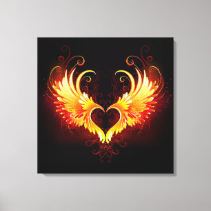 Angel Fire Heart with Wings Leinwanddruck