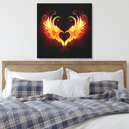 Angel Fire Heart with Wings Leinwanddruck (Insitu (Schlafzimmer))