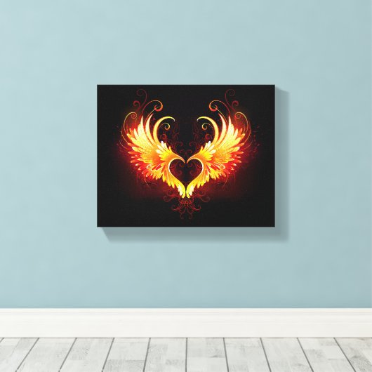 Angel Fire Heart with Wings Leinwanddruck (Insitu (Holzboden))