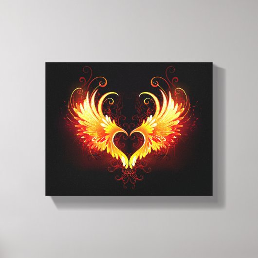 Angel Fire Heart with Wings Leinwanddruck (Vorderseite)
