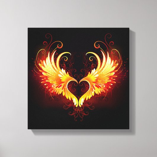 Angel Fire Heart with Wings Leinwanddruck (Vorderseite)